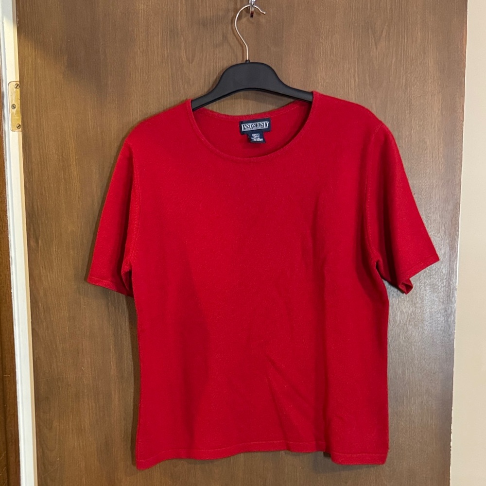 Red 100% Cashmere Sort Sleeved Sweater